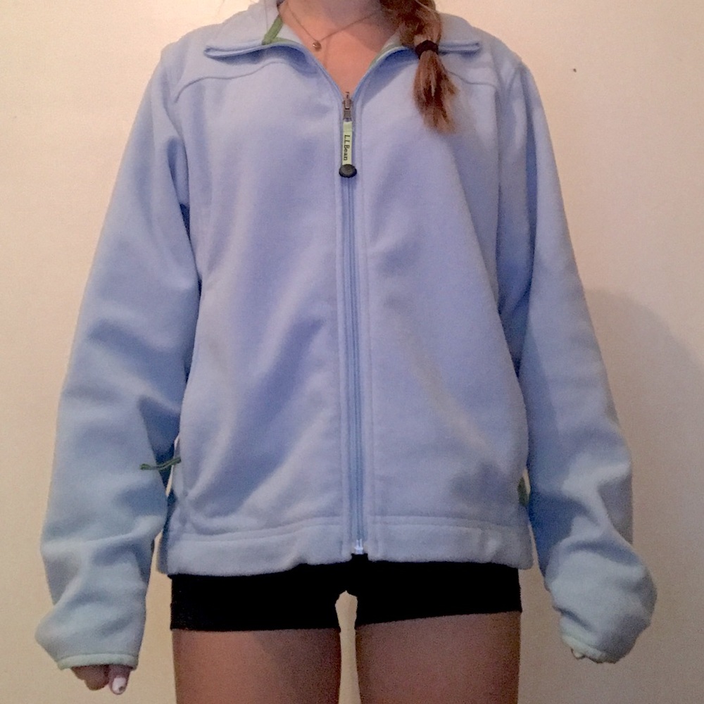 Blue and Green LLBean Full Zip Fleece